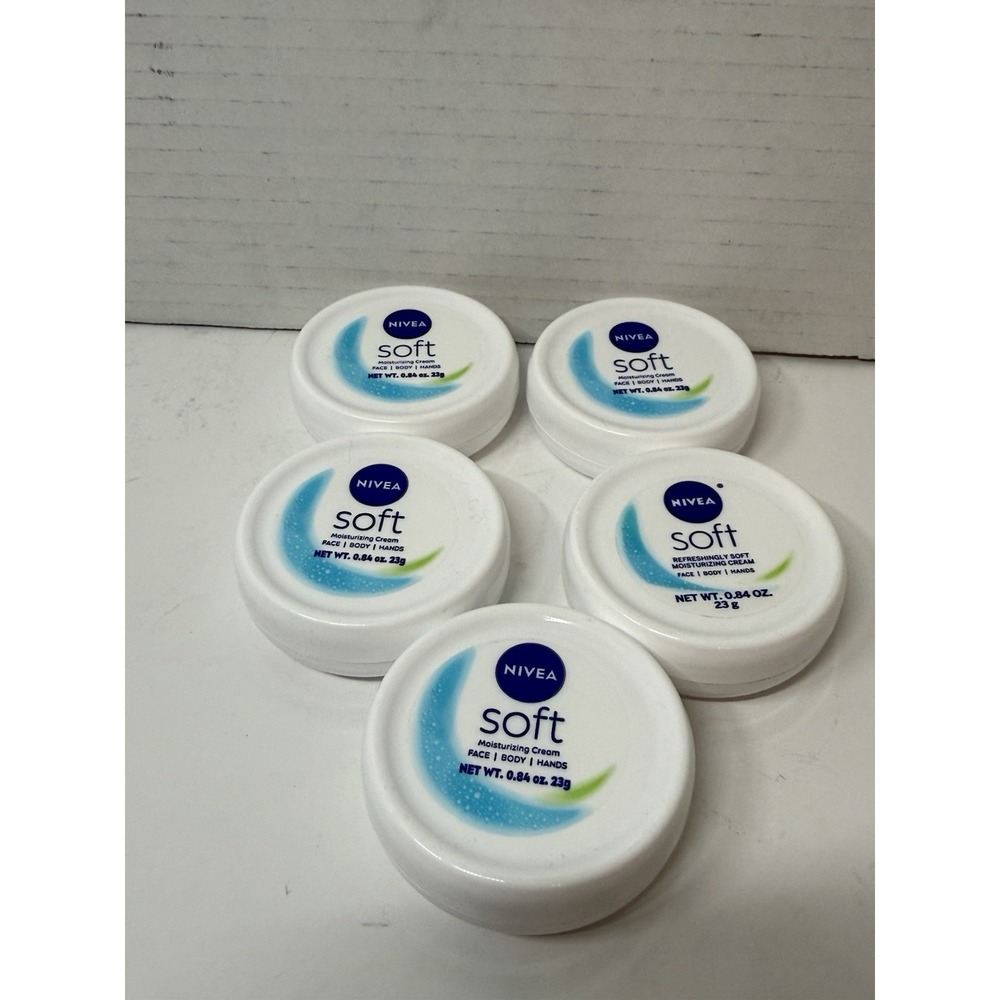 New 5-Pack Nivea Soft Moisturizing Creme Cream Face Body Hands .84oz Each